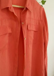 Coral Jacquard Button-Down Shirt