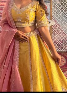 Elegant Yellow &amp; Pink Lehenga Choli