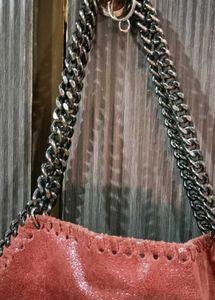 Red Chain Trimmed Shoulder Bag
