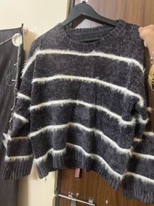 Striped Fuzzy Knit Sweater