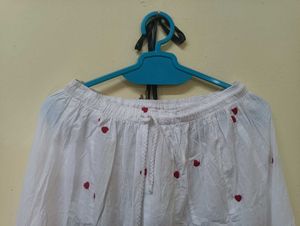 Red Heart White Maxi Skirt