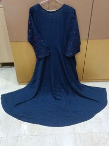 Heavy Flared Blue Embroidered Gown