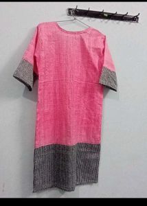 Pink &amp; Gray Short Kurti Rayon Xl Donate