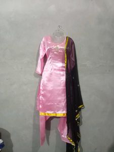 Pink Satin Salwar Suit