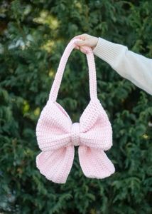 Pink Crochet Bow Bag