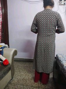 Red Kurta Palazzo Set with Shrug