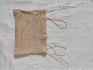 Nude Ribbed Top with Straps