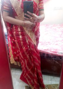 Elegant Rani Pink Saree with Embellishments