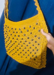 Handmade Crochet Beaded Shoulder Bag