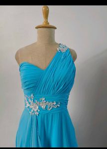 Turquoise One-Shoulder Formal Gown