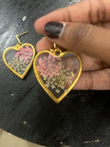Handmade Floral Heart Drop Earrings