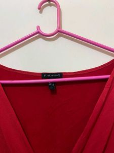 Red V-Neck Top stretchy 38-40 and half