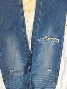 Dark Blue ripped wide leg jeans