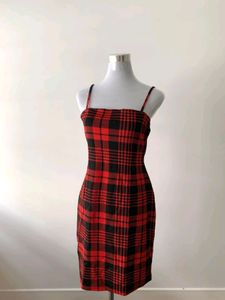 Red & Black Plaid Mini Dress