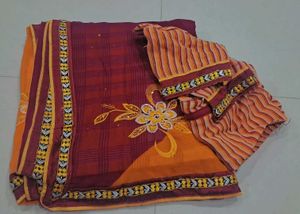 Elegant red and mustard Saree