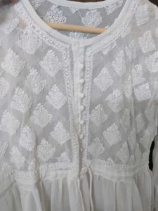 White Chikankari Short Kurti