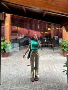 Aesthetic Pinteresty Green Fitted Crop Top Women