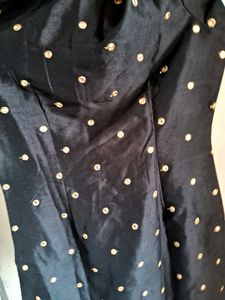 Indya black colour strikeshot kurta with mirror wo