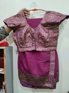 Purple Banarasi Saree Set