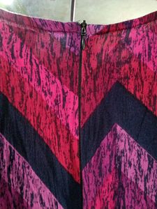 Chevron Print Ruffle Dress
