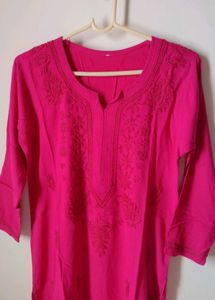 Rose Pink Chikankari Kurti 🌹