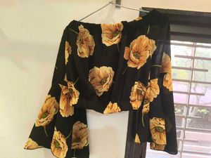 Floral Black Crop Top