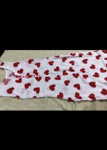 Heart Print White Kurti