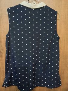 Blue Heart Print Sleevless Shirt