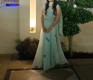 Baby Blue Organza Festive Lehanga