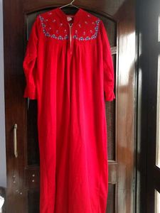 Fleece Embroidered Nightgown