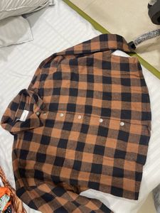 Brown Crop Shirt With Tip Top Buttons