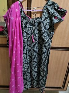 pink and Black kurta suit set fully stiched