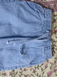 Light Wash Denim Cargo Pants