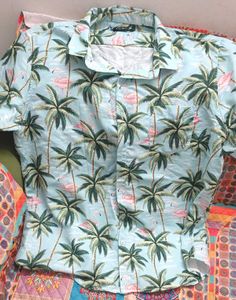 Palm Tree Flamingo Print Shirt