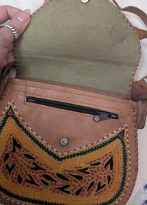 100% Genuine Camel Leather Bohot Style Sling Bag