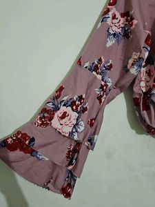 Floral Print Wrap Top