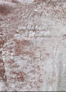 Divided By H&amp;M Womens Peach Velvet Crop Top