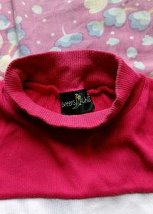 Greens & Chillis Pink Turtleneck Crop Top