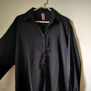 oversized Black Button-Down Shirt