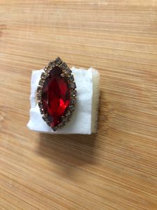 Vintage Red Rhinestone Cocktail Ring😍
