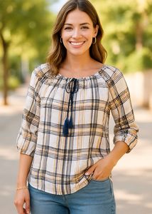 Plaid Off-Shoulder Top