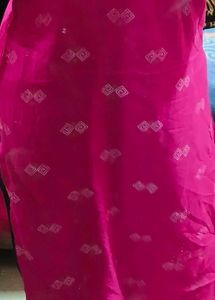 Elegant Pink Embroidered Cotton Kurti – Size S