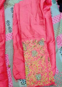 Embroidered Kurta Set With Open Sherwani Pattern