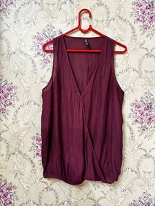 Burgundy Wrap Sleeveless Top