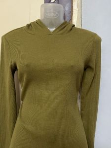 Forever21 Branded Olive Hoody Dress