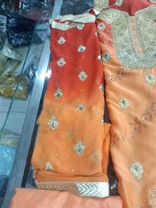 Orange Embroidered Salwar Kameez