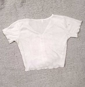 Cute White Ribbed Top🤍