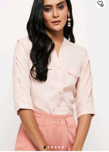 Pink 3/4 Sleeve Button-Down