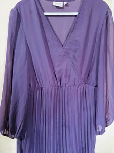 Purple elegant V-neck dress - 3XL
