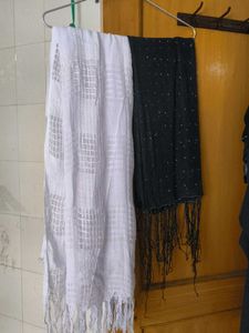 Dupatta: White & Black Fringe